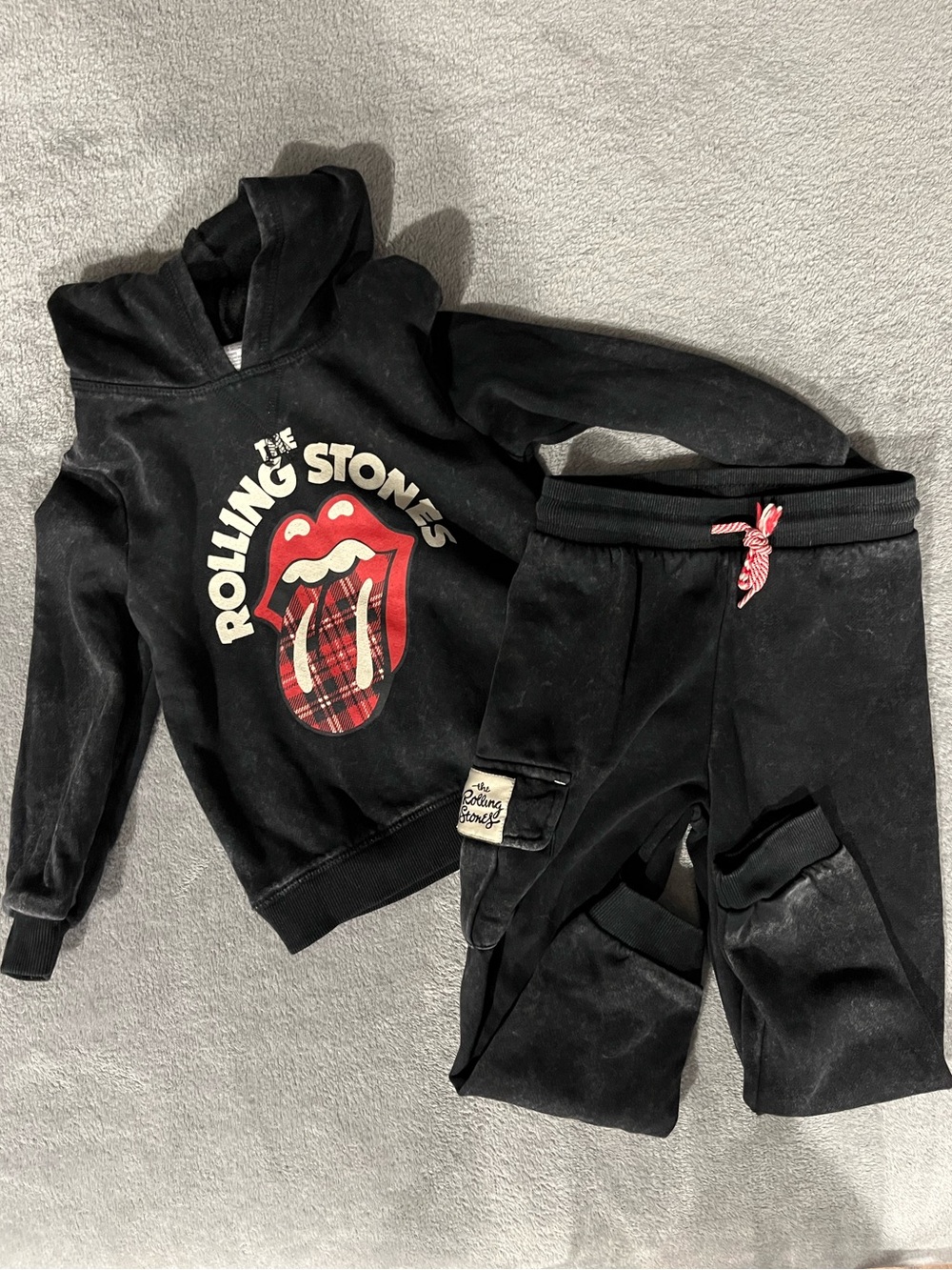 the Rolling Stones Black Kids Sweatshirt & Joggers with Red Logo